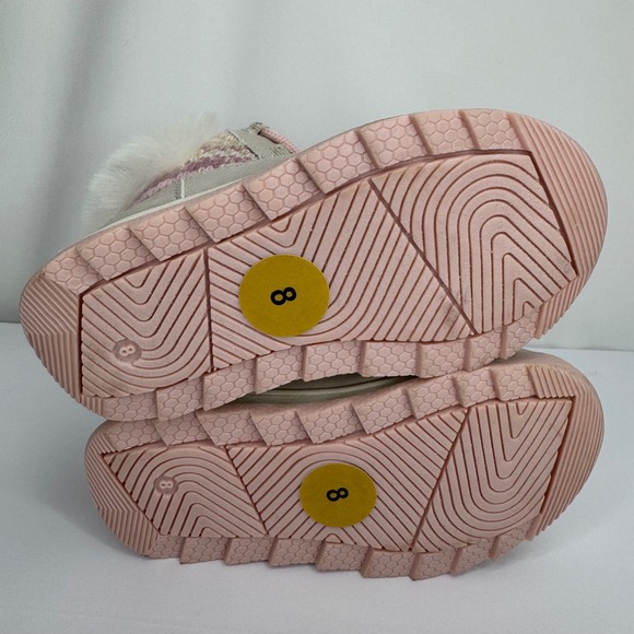 London Fog Kids Girls Pink and White Faux Fur Winter Snow Boots Girls Size 8 - Picture 7 of 9